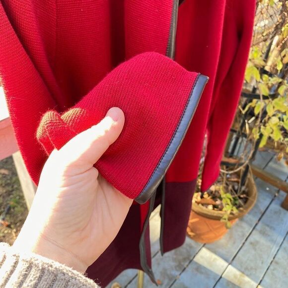 Talbots Burgundy Red Open Front Wool Cardigan Jacket - Picture 4 of 8